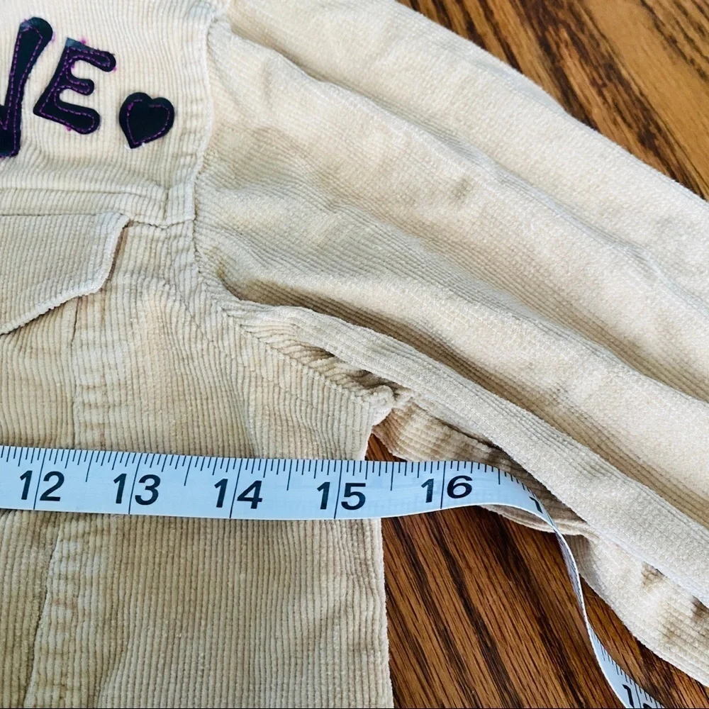The Children's Place Beige Corduroy Jacket Love Hippie Embroidered Sz M
